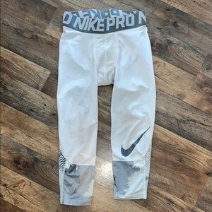 Nike Pro Dri Fit Compression Tights Gray White Graphic Gray Swoosh Men’s Small
